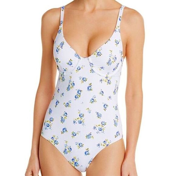 New. AQUA low cut floral swimsuit. Retails $98 Medium - Picture 2 of 10